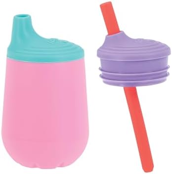 Набор чашек Nuby First Training Cup, силиконовый стакан объемом 4 унции с носиком и трубочкой, 1 шт., для девочек NUBY