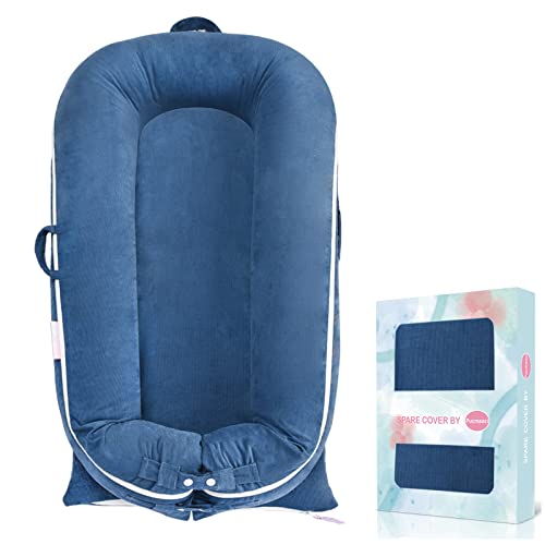 Corduroy Baby Lounger Cover for Dockatot Deluxe + | 100% Cotton Hypoallergenic Newborn Premium Quality Spare Cover(Cover Only) (White) Pucmaoci