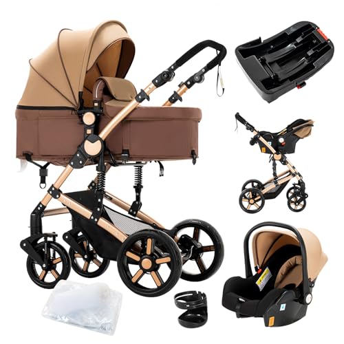 2 in 1 Baby Stroller with Bassinet Reversible Portable Standard Baby Stroller Convertible Pushchair Infant Buggy Baby Carriage Foldable High Landscape Pram for Toddler Newborn (2USV9-BG) Suttonbebe