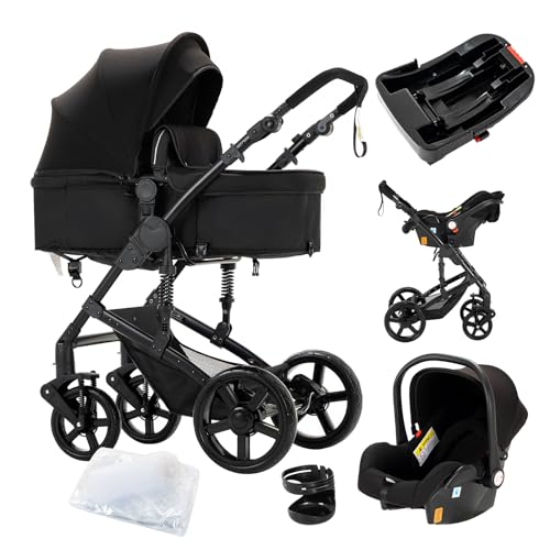 2 in 1 Baby Stroller with Bassinet Reversible Portable Standard Baby Stroller Convertible Pushchair Infant Buggy Baby Carriage Foldable High Landscape Pram for Toddler Newborn (2USV9-BG) Suttonbebe