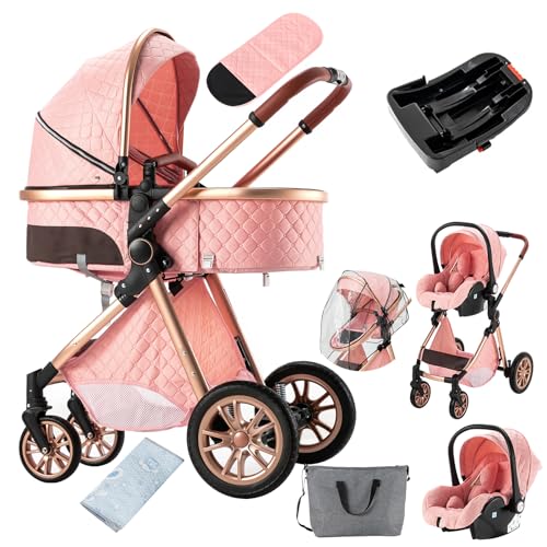 2 in 1 Baby Stroller with Bassinet Reversible Portable Standard Baby Stroller Convertible Pushchair Infant Buggy Baby Carriage Foldable High Landscape Pram for Toddler Newborn (2USV9-BG) Suttonbebe