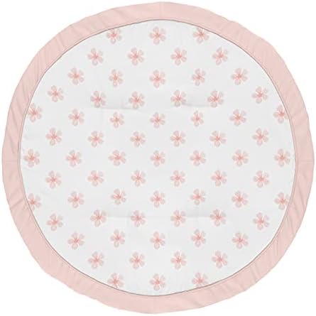 Sweet Jojo Designs Pink Flower Blossom Girl Baby Playmat Tummy Time Детский игровой коврик - Blush Shabby Chic Farmhouse Daisy for Burgundy Акварельная цветочная коллекция Sweet Jojo Designs