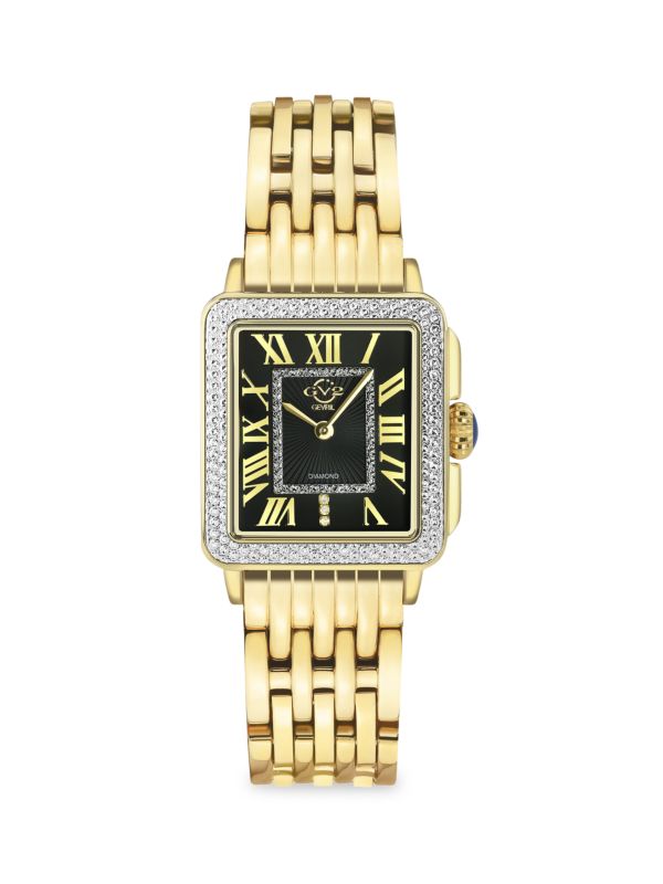 Часы Padova, золотистый цвет, нержавеющая сталь, 27 x 30 мм, с бриллиантами 0,15 мм, браслет-браслет GV2