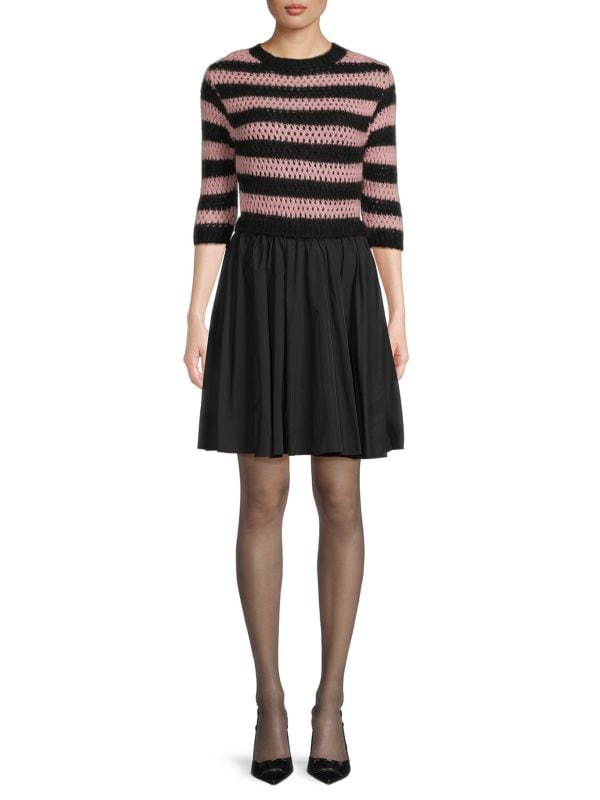 Женское Повседневное платье REDValentino Stripe Fit & Flare REDValentino