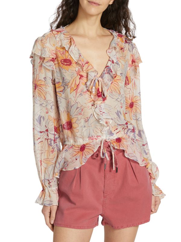 Шелковая блузка Dorit с цветочными рюшами Paige