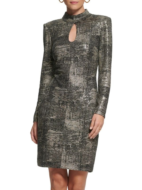 Вязаное платье-футляр с металлизированной окантовкой Vince Camuto