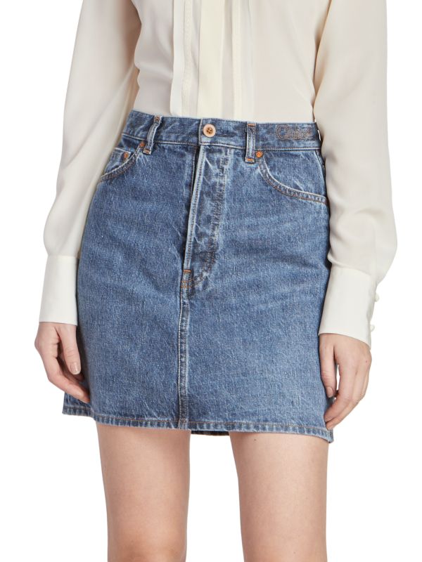 Джинсовая мини-юбка с отстрочкой-логотипом Chloe