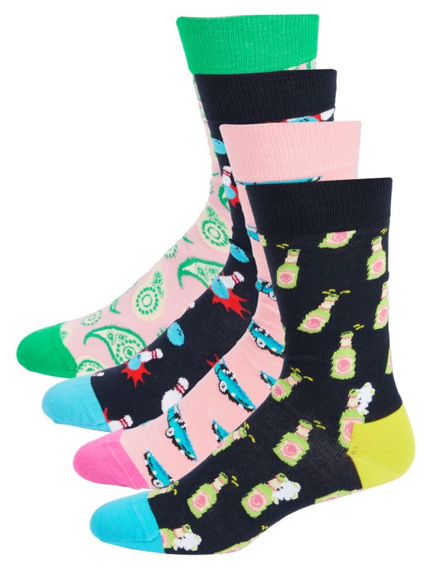 Четыре пары носков с принтом Happy Socks