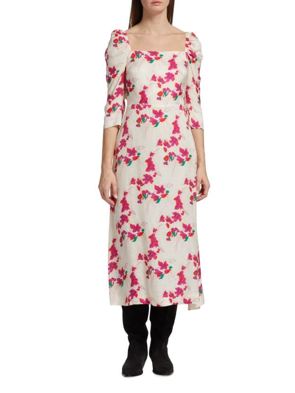 Платье миди Elonor со сборками и цветочным принтом Ba&sh