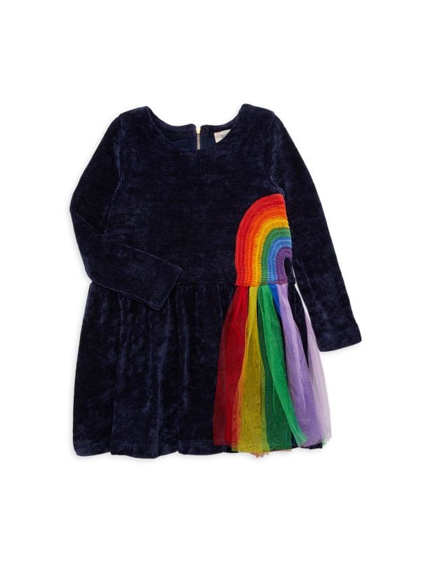 Вельветовое платье радуги для маленьких девочек Baby Sara