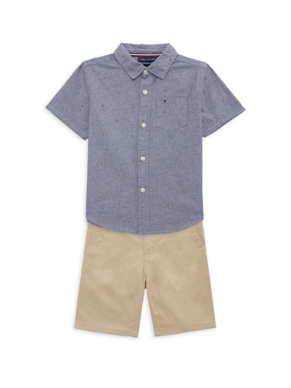 Комплект из двух предметов: рубашка и шорты с логотипом для маленького мальчика Tommy Hilfiger