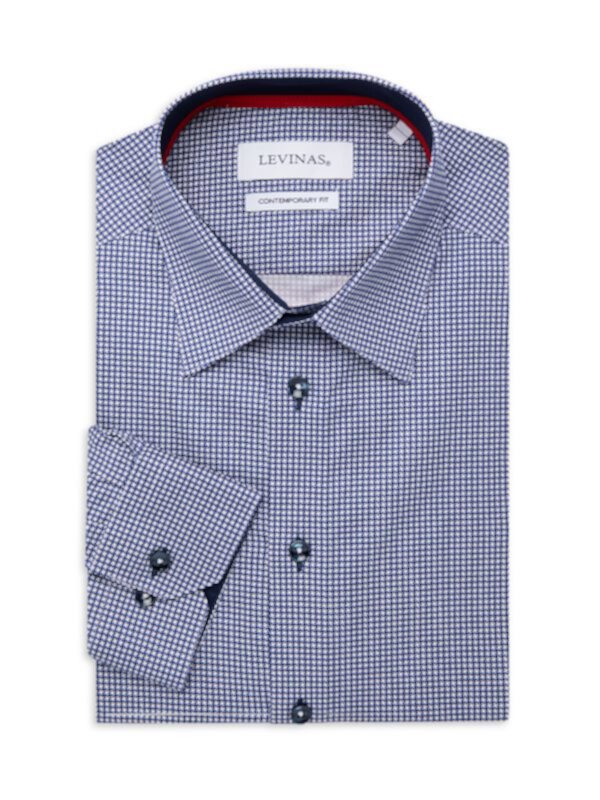 Классическая рубашка современного кроя с узором «гусиные лапки» Levinas