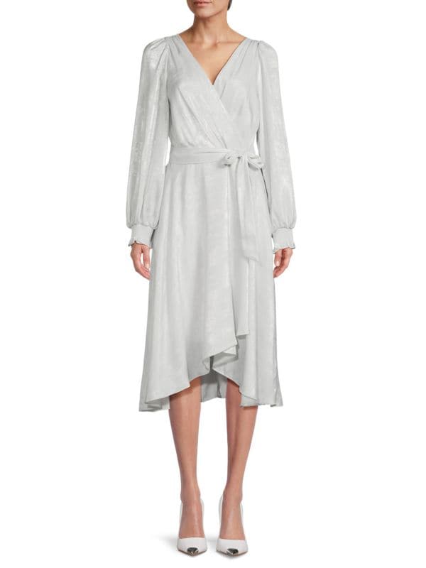 Асимметричное платье миди с искусственным запахом DKNY