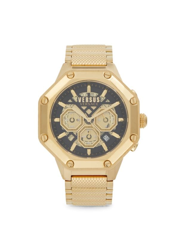 Механические часы Versus Versace 45MM IP Yellow Goldtone Bracelet Chronograph Versus Versace