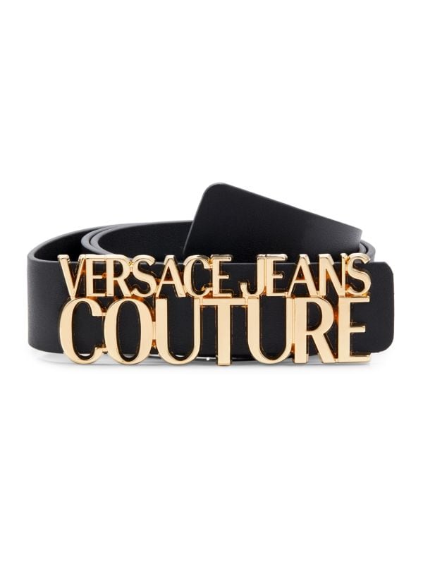 Кожаный ремень с логотипом Versace Jeans Couture