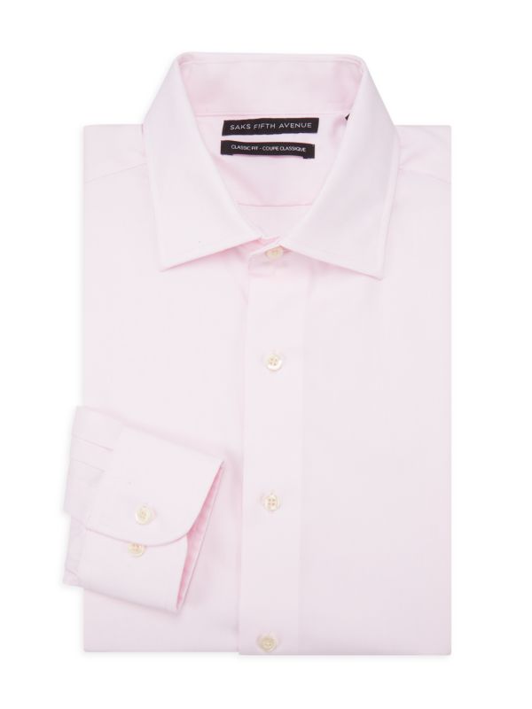 Однотонная классическая рубашка классического кроя Saks Fifth Avenue