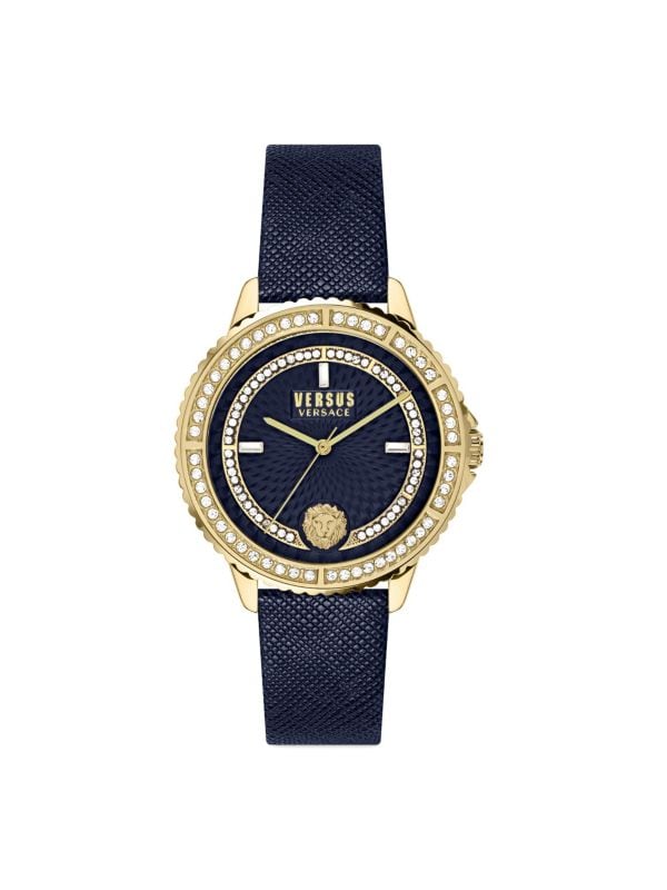 Часы Montorgueil, 38 мм, нержавеющая сталь, кристаллы Swarovski и кожаный ремешок Versus Versace