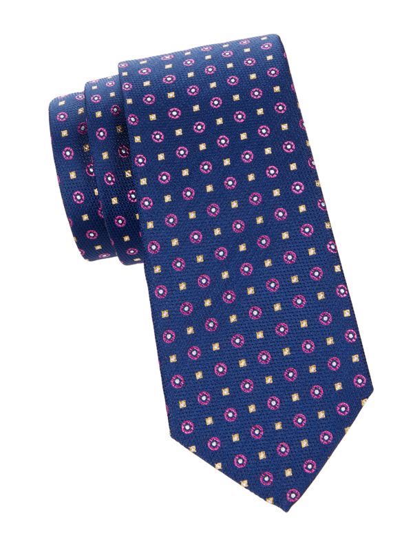 Шелковый жаккардовый галстук в горошек Canali