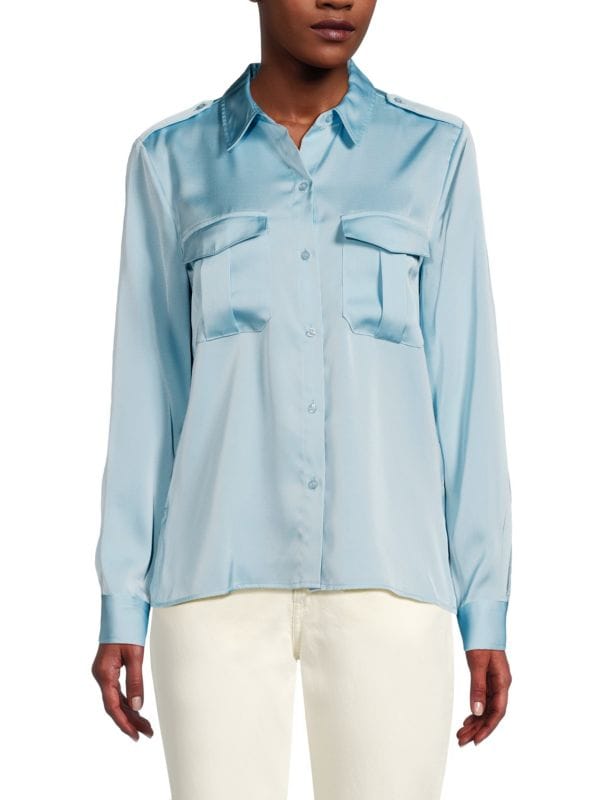 Атласная рубашка на пуговицах с карманами-карго Calvin Klein