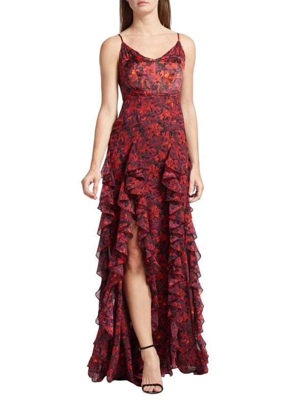 Платье Stargazer с цветочным принтом и рюшами, украшенное украшением Cinq a Sept