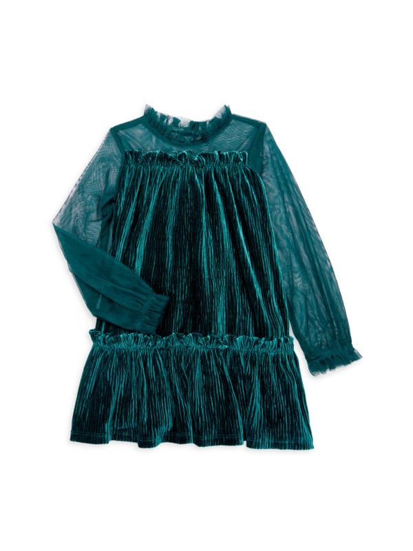 Плиссированное велюровое платье для маленькой девочки BCBG Girls