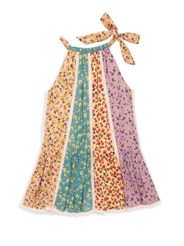 Платье с цветочными блоками для маленьких девочек и девочек ZIMMERMANN