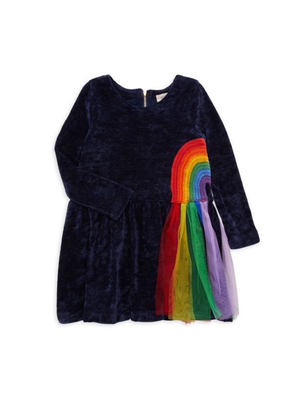 Вельветовое платье радуги для маленьких девочек Baby Sara