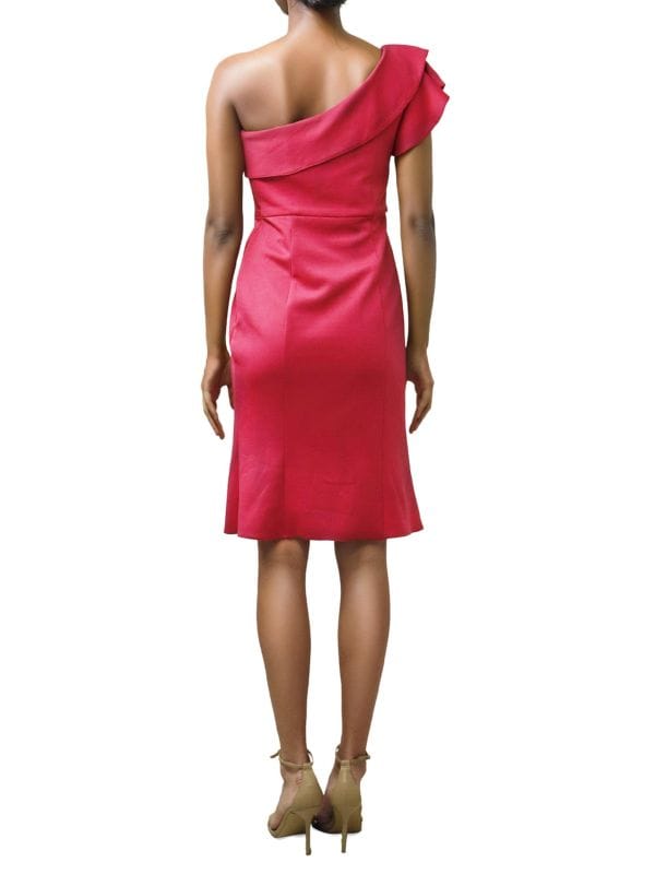 Эластичное платье до колена с одним рукавом и оборками Rene Ruiz Collection