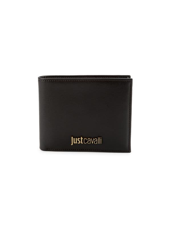 Кожаный кошелек двойного сложения с логотипом Just Cavalli