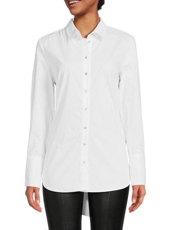 Рубашка-туника на пуговицах с высоким низким вырезом Ellen Tracy