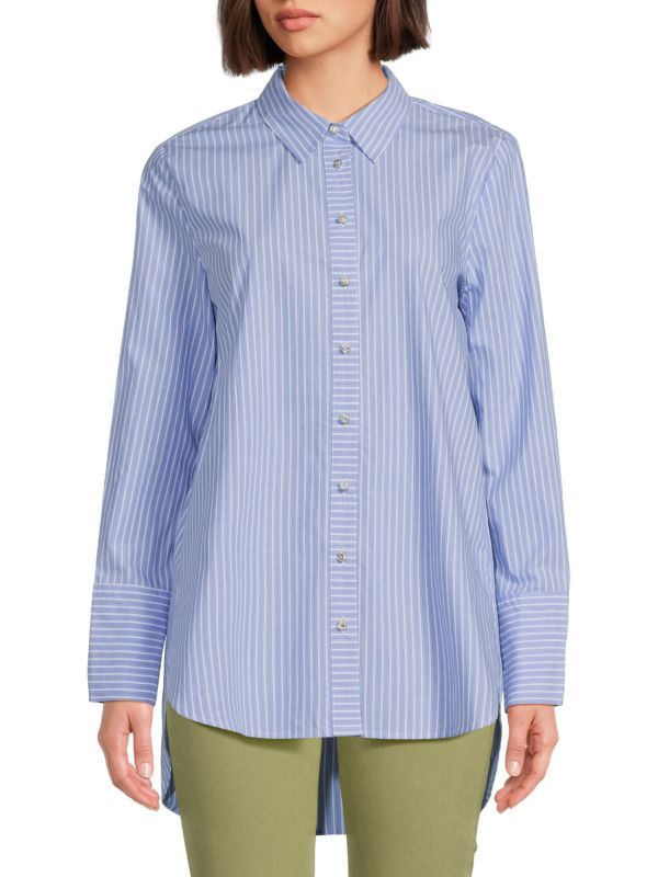 Рубашка-туника на пуговицах с высоким низким вырезом Ellen Tracy