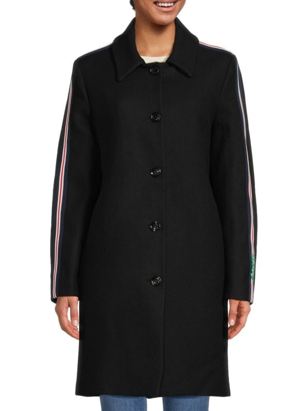 Пальто в полоску из натуральной шерсти LOVE Moschino