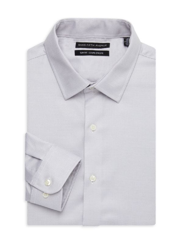 Классическая рубашка узкого кроя в микро клетку Saks Fifth Avenue