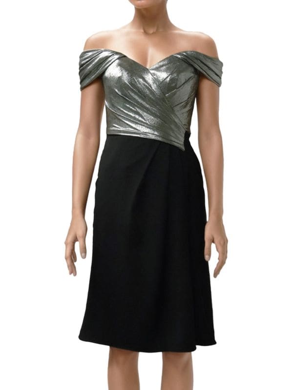 Платье до колена с драпировкой и металлизированной отделкой в цветных блоках Rene Ruiz Collection
