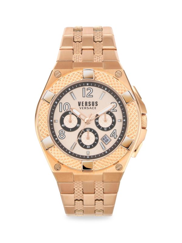 Часы Estève 46 мм с хронографом из нержавеющей стали цвета розового золота Versus Versace