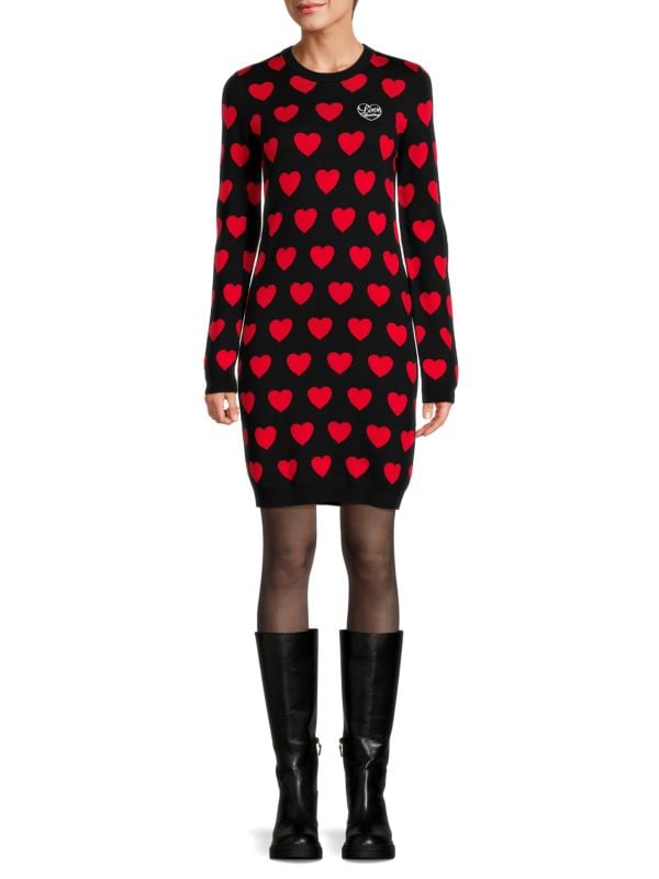 Платье-свитер с круглым вырезом Hearts LOVE Moschino