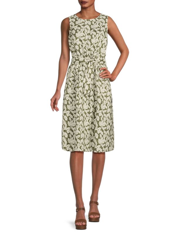 Мини-платье без рукавов из 100% льна Saks Fifth Avenue