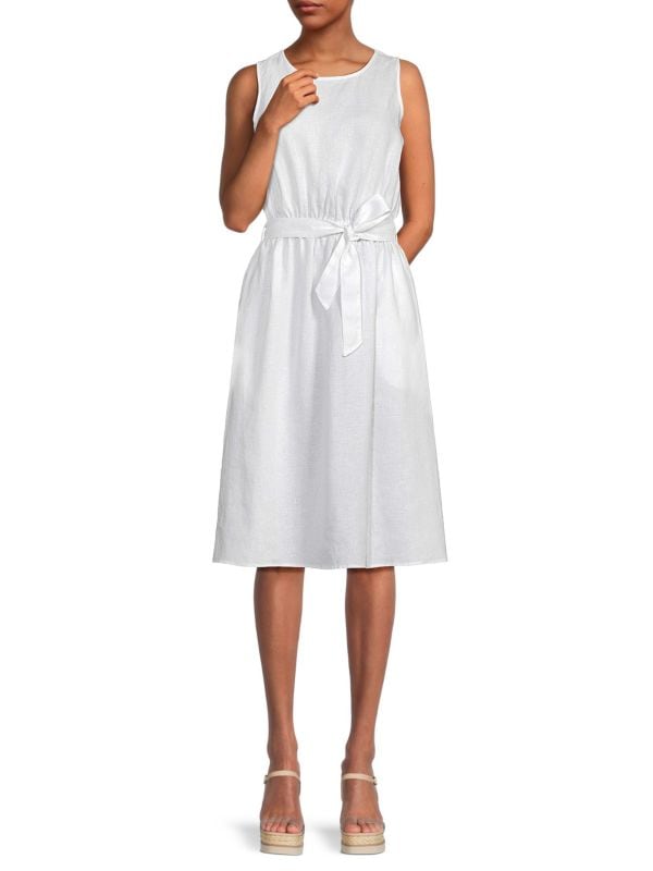 Мини-платье без рукавов из 100% льна Saks Fifth Avenue