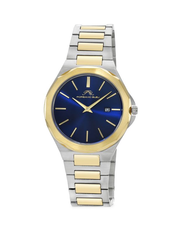 Часы Alexander с двухцветным браслетом из нержавеющей стали 48 мм Porsamo Bleu