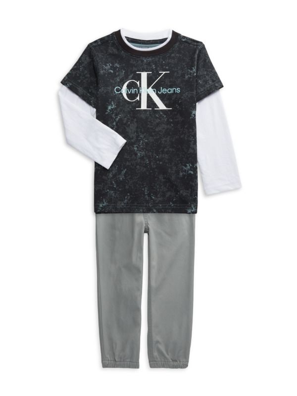 Комплект из 2 футболок и штанов для маленького мальчика Calvin Klein