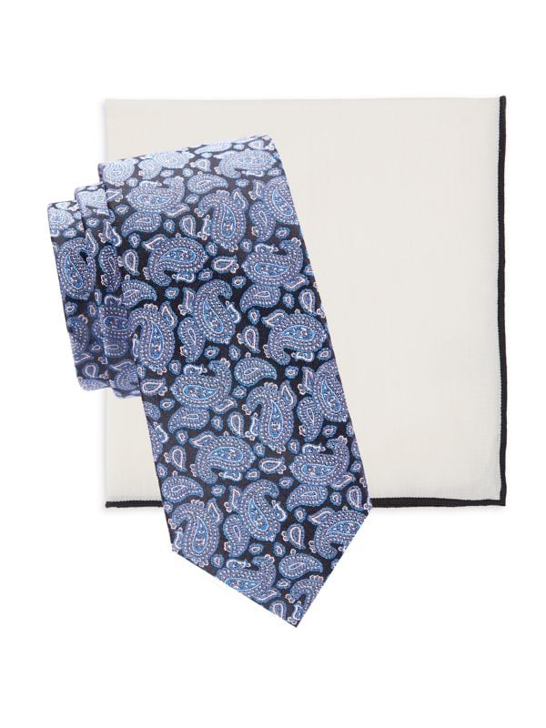 Комплект из двух шелковых галстуков и нагрудного платка Hickey Freeman