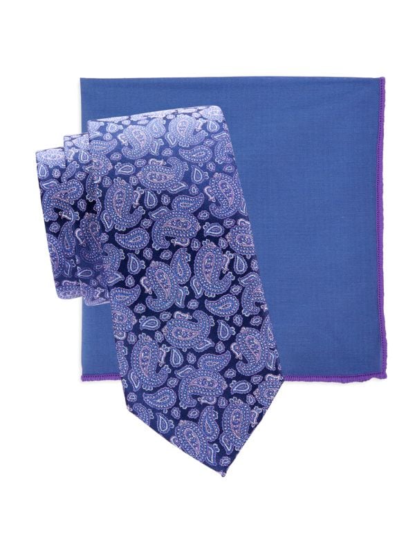 Комплект из двух шелковых галстуков и нагрудного платка Hickey Freeman