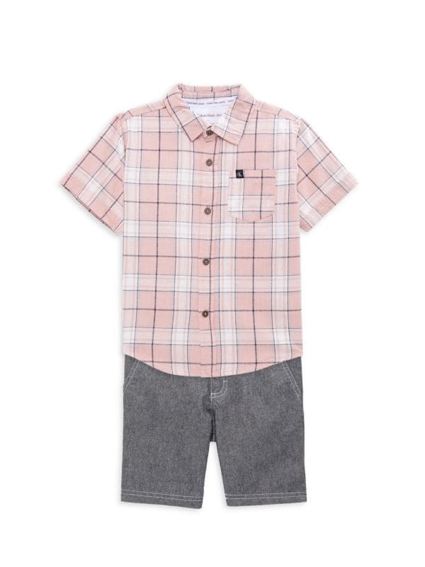 Комплект из двух предметов: рубашка и шорты в клетку для маленького мальчика Calvin Klein