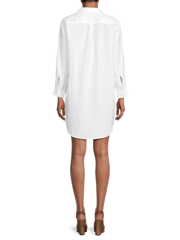Мини-платье из 100% льна с отворотами Saks Fifth Avenue