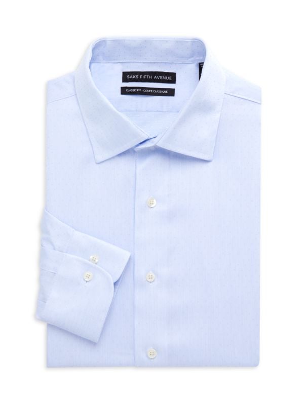 Классическая рубашка классического кроя с жаккардовым узором в горошек Saks Fifth Avenue