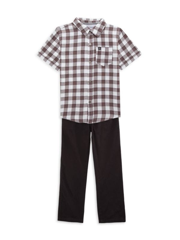 Комплект из рубашки и брюк в мелкую клетку для маленького мальчика Calvin Klein
