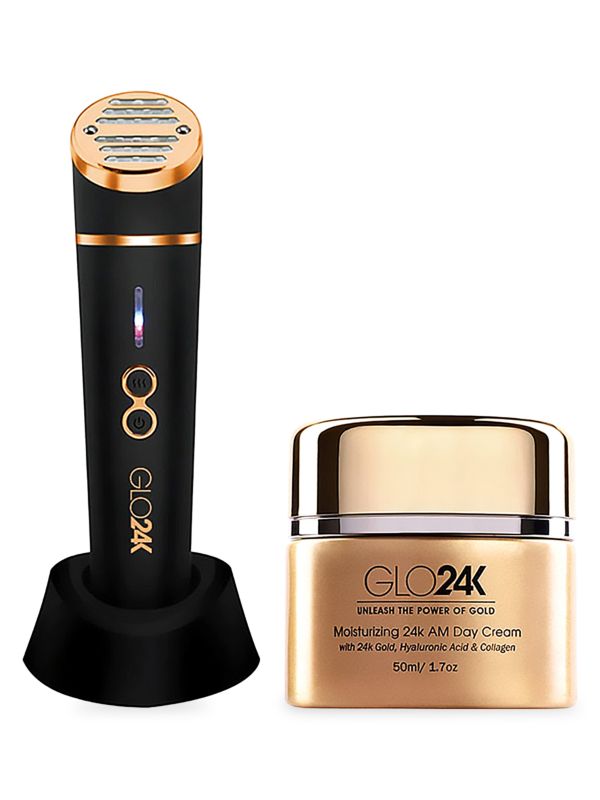 2-Piece LED Beauty Device & 24K Moisturizing Day Cream Set GLO24K