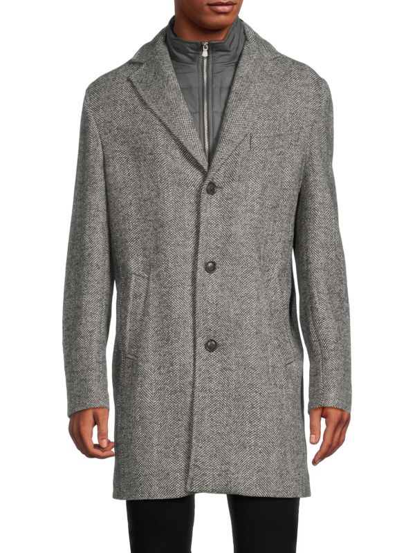 Текстурированное пальто-комбинезон из смесовой шерсти Delman Jack Victor
