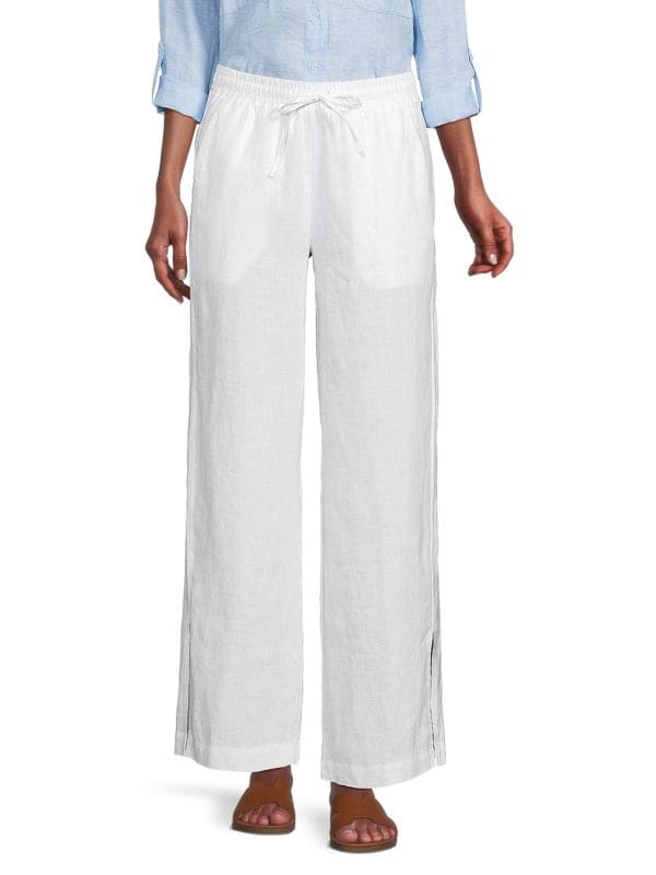 Широкие брюки из 100% льна Saks Fifth Avenue