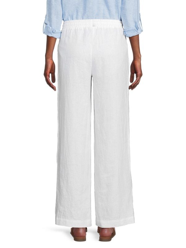 Широкие брюки из 100% льна Saks Fifth Avenue